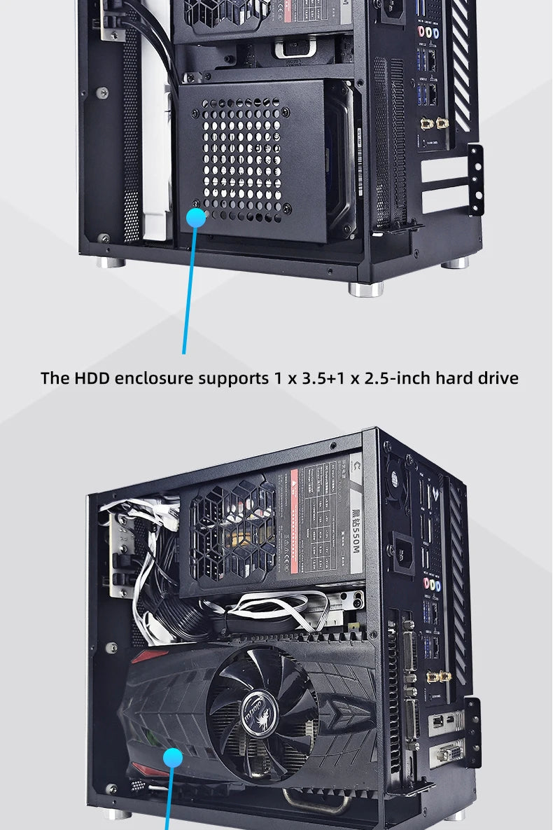 METALFISH T20 Mini ITX White Case 9L Compact PC Chassis Support Flex PSU/240mm GPU/100mm Cooler/180 Liquid Cooler