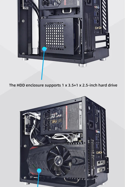 METALFISH T20 Mini ITX White Case 9L Compact PC Chassis Support Flex PSU/240mm GPU/100mm Cooler/180 Liquid Cooler