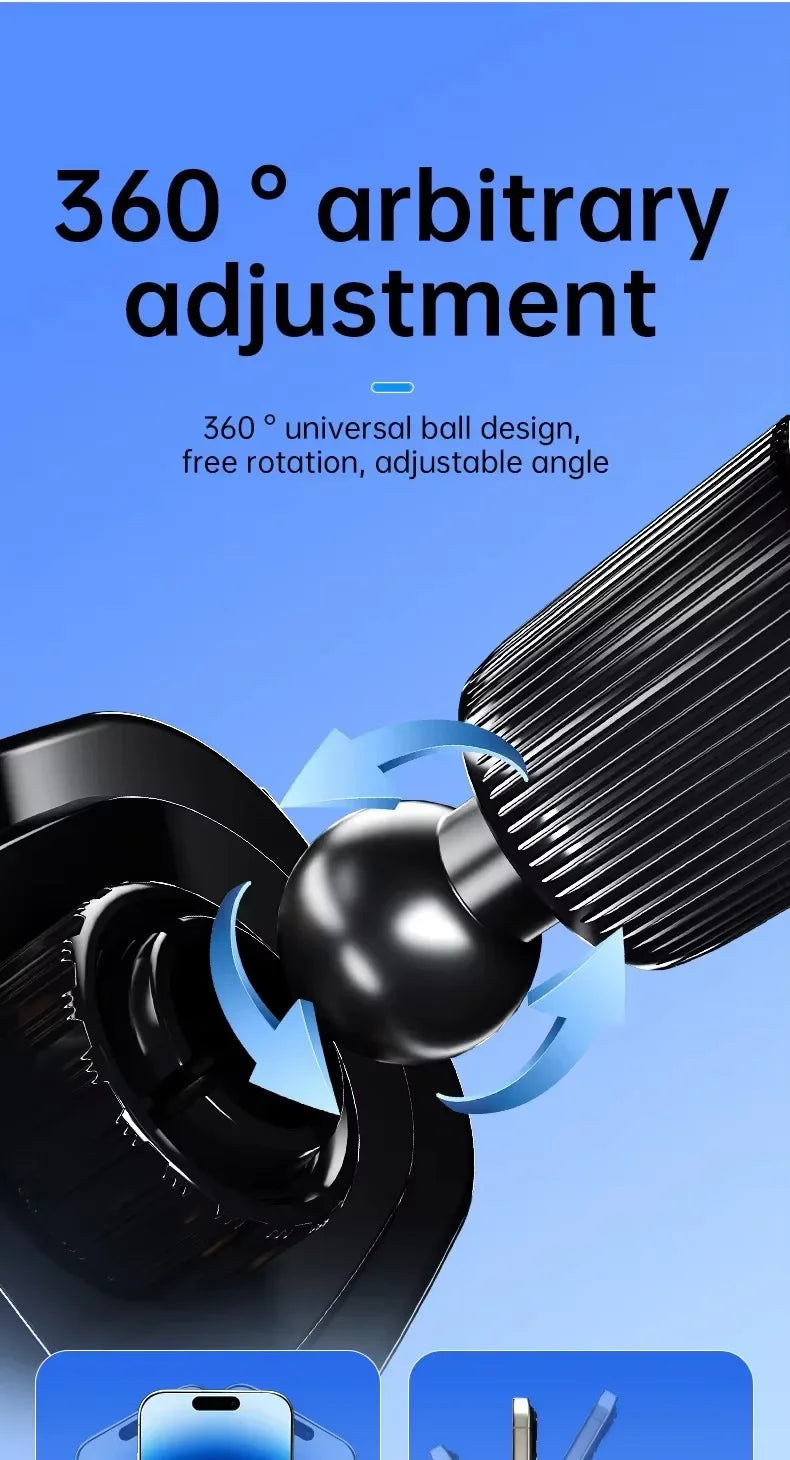 UYUXIO Wireless Car Charger Fast Charge Manual Clamping Air Vent Car Phone Holder for Samsung Android Phones iPhone 16 15 14 13
