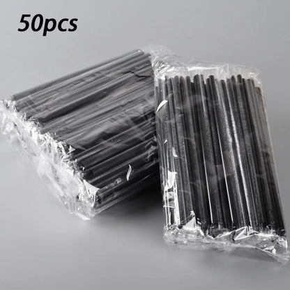 50PCS Black Reusable Straws Set, Heavy Duty for Thick Smoothies, Home/Kitchen/Bar Tool