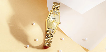 BERNY Gold Watches for Women Elegant Dainty Hexagon Ladies Quartz Wrist Watches Stainless Steel Band Fashion Luxury Bracelet