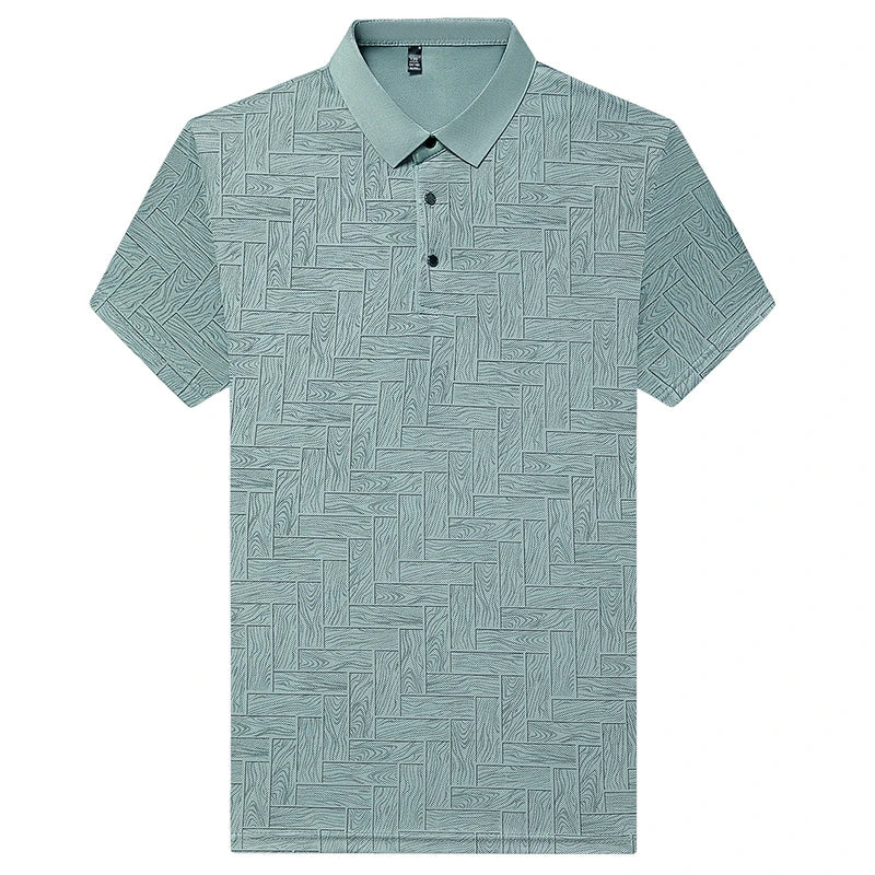 Men's Comfortable Short Sleeve Polo Shirt Weave Pattern Contrast Collar Design 2026 Casual Daily Office Fashion Top