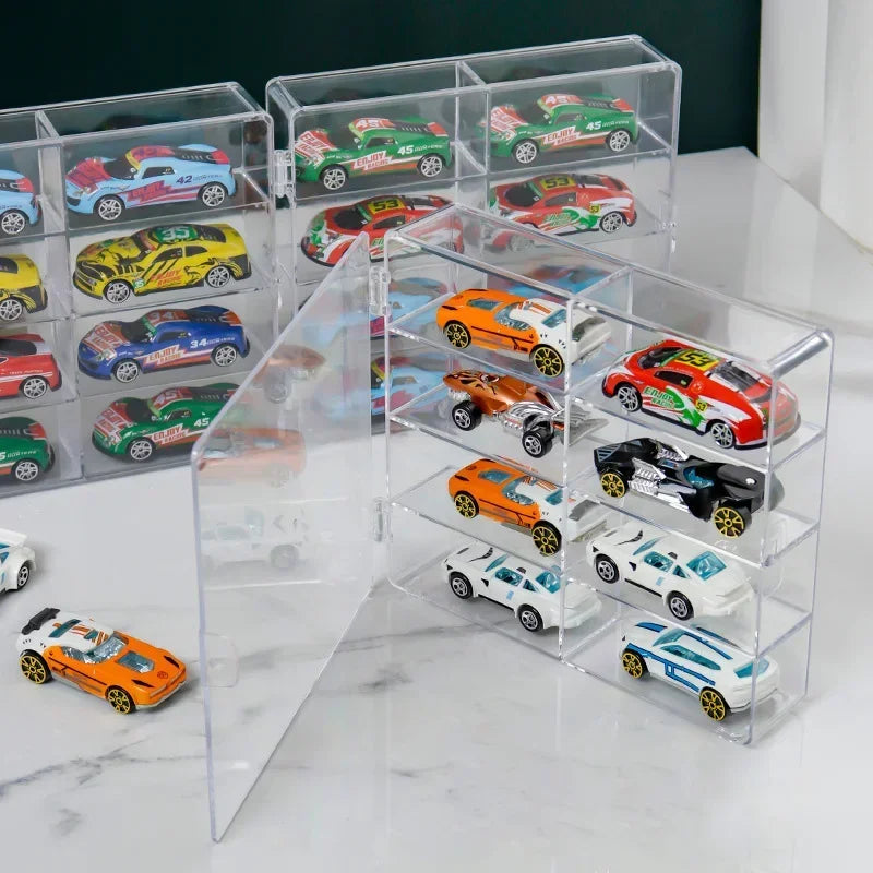 1:64 Acrylic Car Display Box For Hot Wheels Car Model Toy 8 Grid Cabinet Rack Dustproof Stackable Car Storage Box For Hotwheels