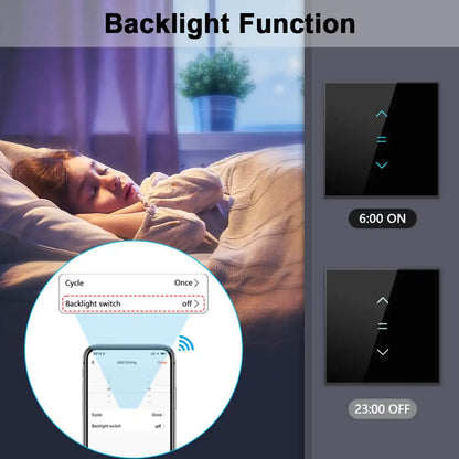 LoraTap WiFi Curtains Blinds Roller Shutter Switch Backlight Tuya Smart Life App Remote Control Google Home Alexa Voice