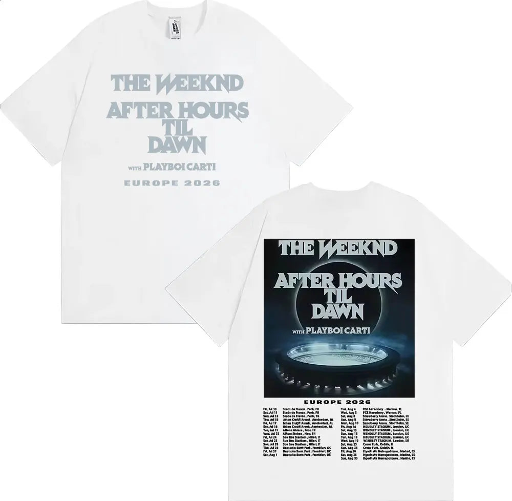 The Weeknd After Hours until Dawn Printed men's fashion Hip-hop short-sleeved T-shirt Retro Casual short-sleeved T-shirt
