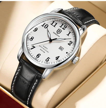 QINGXIYA Classic Business Watch  Men Calendar Quartz Watches Top Brand Luxury Leather Waterproof Mens Watches Relogio Masculino