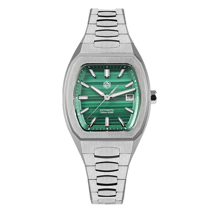 San Martin 39.5mm Tonneau Luxury Men Watch Mineral Dial Casual Sports PT5000 SW200 Automatic Mechanical Sapphire Luminous SN0145