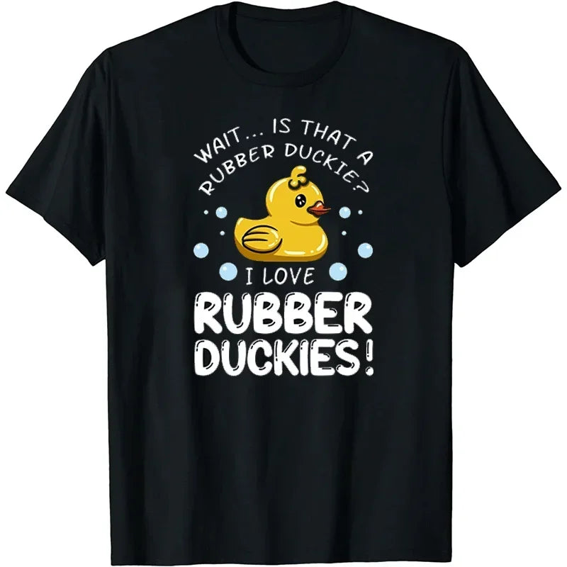 Cute Duck Print T-shirts Summer Women Men Casual Fashion Funny High Street Loose Tops Crew Neck Short Sleeve Cotton T-shirts