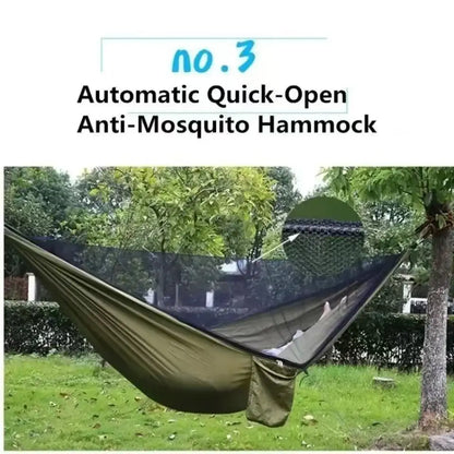 250x120cm Outdoor Hammock With Net – Lightweight Parachute Fabric For Camping & Travel