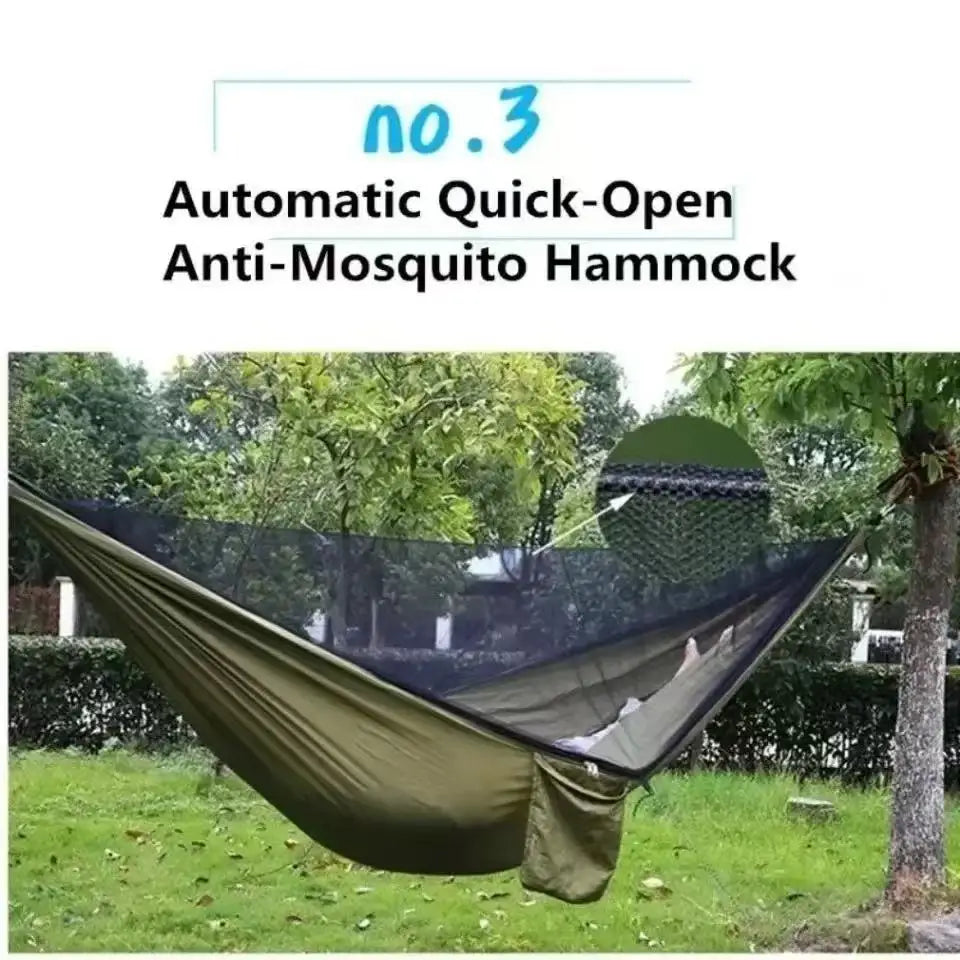 250x120cm Outdoor Hammock With Net – Lightweight Parachute Fabric For Camping & Travel