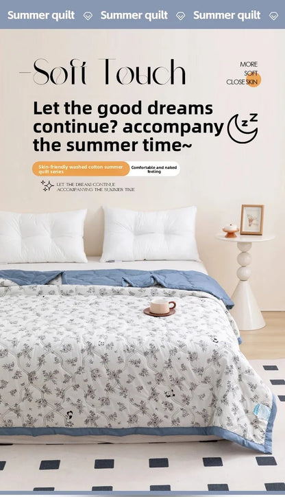 Washed cotton summer quilt skin-friendly grinding summer cool quilt printing student dormitory air conditioner quilt edredones colchas para niñas