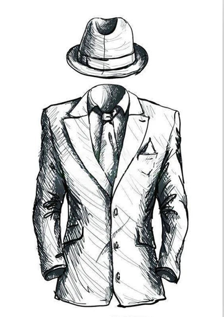 Elegant Black Men's Suits 2 Piece Jacket Pants Outfits Formal Single Breasted Stand Lapel Skinny Clothing Costume Homme