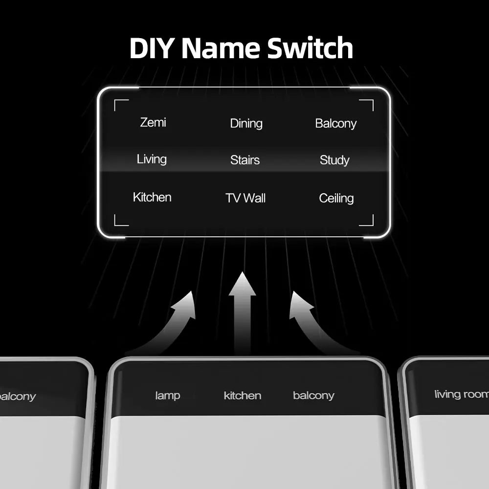 Zemismart DIY Name Switch EU Type Zigbee Smart Display Screen Touch Light Switch Works with Tuya Alexa Google Home Voice Control