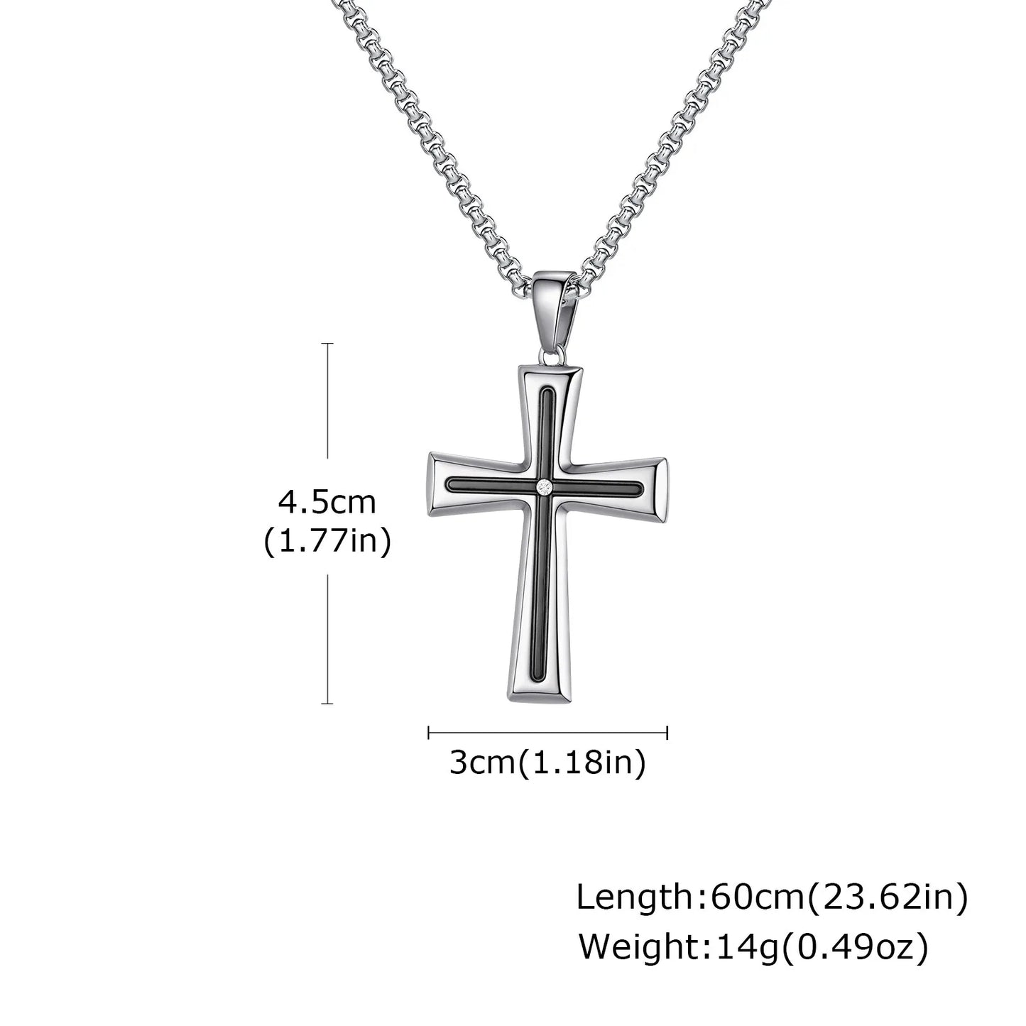 Stylish Men's Stainless Steel Cross Necklace,Punk Hip Hop Cross Pendant Necklace,Birthday Party Jewelry Gift for Him Dad Son