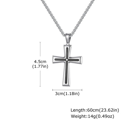 Stylish Men's Stainless Steel Cross Necklace,Punk Hip Hop Cross Pendant Necklace,Birthday Party Jewelry Gift for Him Dad Son