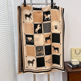 Horse-Print Winter Shawl Wrap — view 7