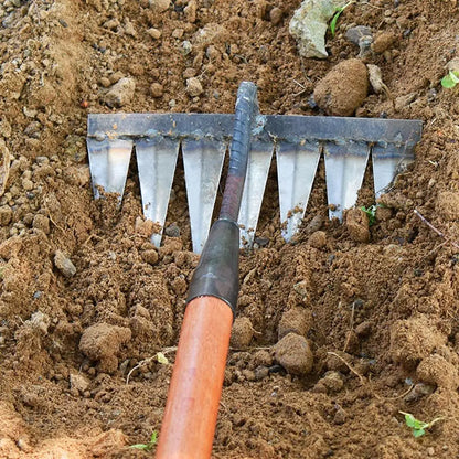 4/5/6/7 Teeth Carbon Steel Garden Hand Rake Farm Tool Weeding Scarifier Agricultural Nail Harrow Metal Harrow Garden WeedingTool