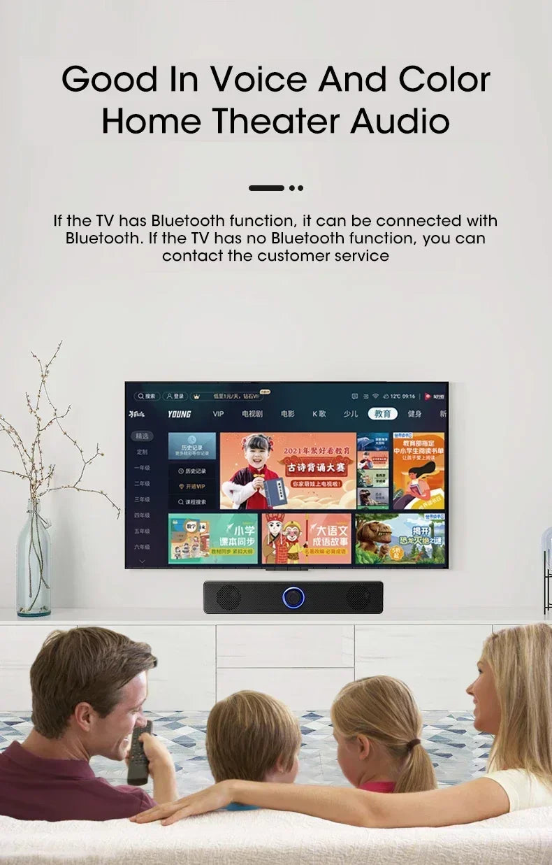 Wireless Soundbar for TV, Desk Audio Player & Home Theater Speaker for Movies, Music, Sports, Apartment & Living Room Use