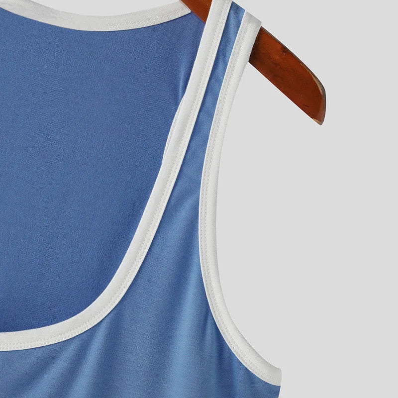 Summer Men's Skinny Gym Tank Tops Leisure Popular Sleeveless Sportwear Fashion Well Fitting Patchwork Bodybuilding Vest S-2XL