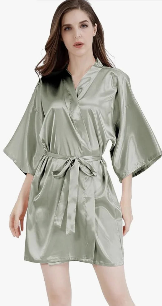 New Women's Sleeping Robe Home Clothes Sleeping Bridal Morning Robe Ding Simulated Silk Elastic Sleeping Robe Silk Short Dress