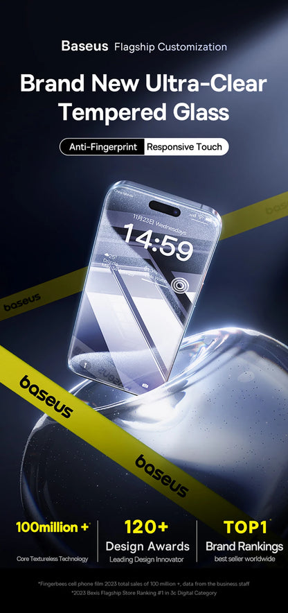 Baseus Tempered Glass for iPhone 17 16 Pro Max Screen Protector for iPhone 15 14 13 12 11 Pro Max Clear Edge Anti-Peeping Film