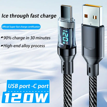 120W Dual USB C Digital Display Cable PD Fast Charging USB Type C to Type-C Cable For iPhone 17 Pro Max Plus Xiaomi Macbook iPad