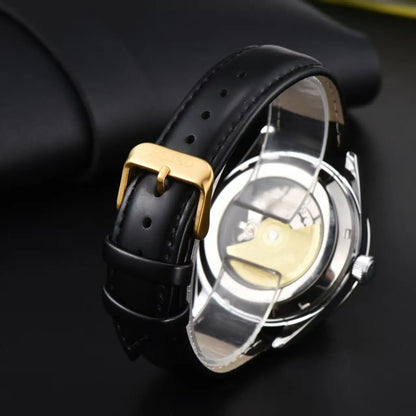 Seiko Business Leisure Machinery Watch Fashion Simple Calendar High quality Leather Strap Men's Women's Boutique Couple Watch