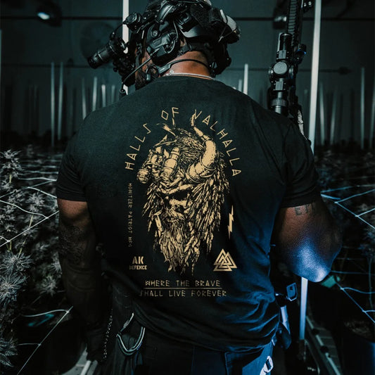 Summer Men's Muscle Training Viking Warrior Printed Comfortable Breathable Round Neck T-shirt Outdoor Sports Top