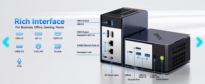 MKtec NucBox K16 Mini PC AMD Ryzen7 7735HS LPDDR5 6400Mhz 32GB Pcie 4.0 SSD Windows 11Pro WIFI 6E BT 5.2 Full-featured USB4.0