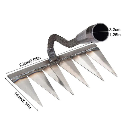 4/5/6/7 Teeth Carbon Steel Garden Hand Rake Farm Tool Weeding Scarifier Agricultural Nail Harrow Metal Harrow Garden WeedingTool