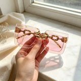 Thick-Frame Chain-Detail Sunglasses Set — view 4