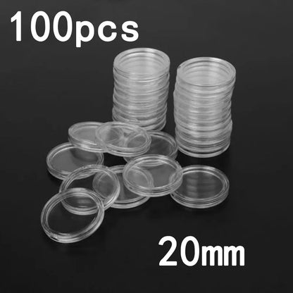 100Pcs 16-40mm Transparent Round Coin Storage Box Capsules Collection Coin Holder Containers Coin Capsule Case Supplies Gifts