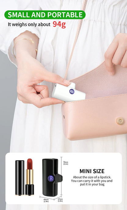 Fast Charge Portable Charger for iPhone Samsung Xiaomi Compact External Spare Battery Built-in Plug PD Fast Charging Power Bank