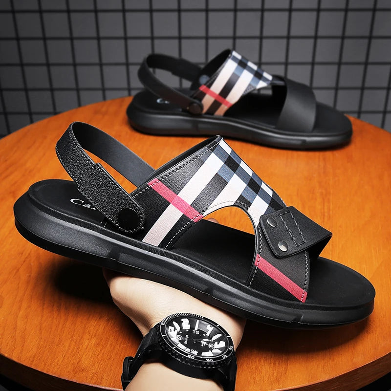 Sandals Men's 2025 New Summer Casual Beach Shoes Indoor and Outdoor Wear Two-Wear Lightweight One-Line Sandals