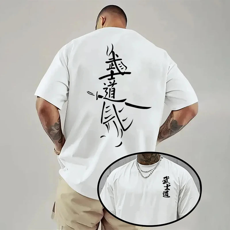 Japan Bushido Print T-shirt for Man 2026 Spring Summer Daily Casual Fashion Short Sleeve Top Male Home Outdoor Comfort Cool Tees