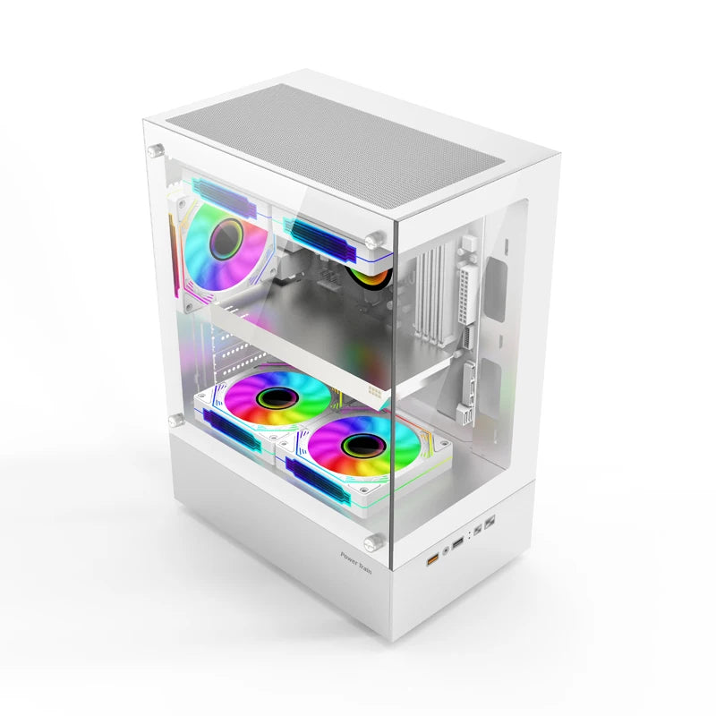 Power Train Illusionary Realm Computer Case M-ATX ITX Seaview Room Side Transparent Desktop Chassis Support 240 Water Cooler