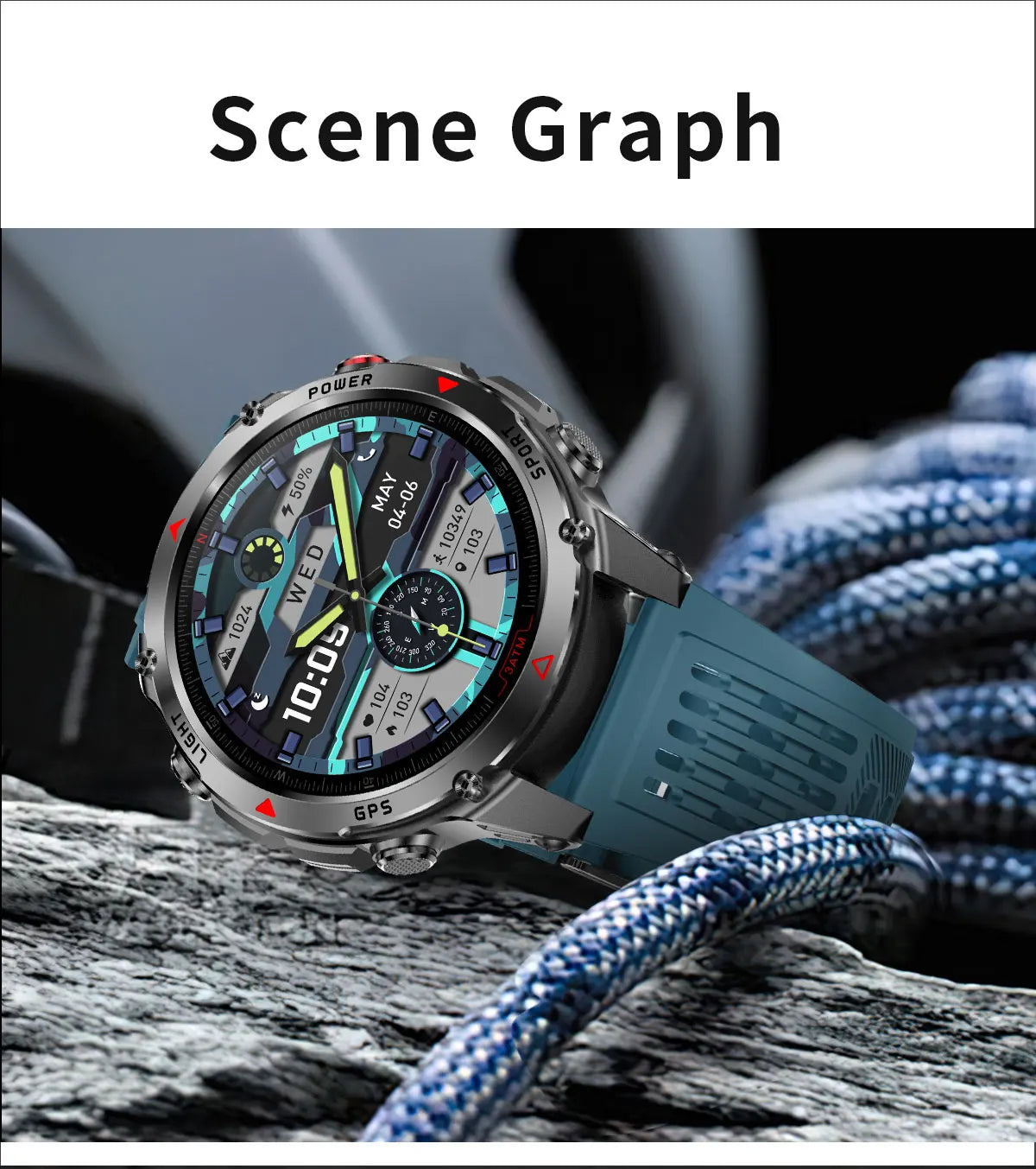 HT37 T-Rex 3 Pro Military GPS Smart Watch Waterproof Dual-band GNSS Compass Altimeter Swim 170 Sports Mode Watch with Flashlight