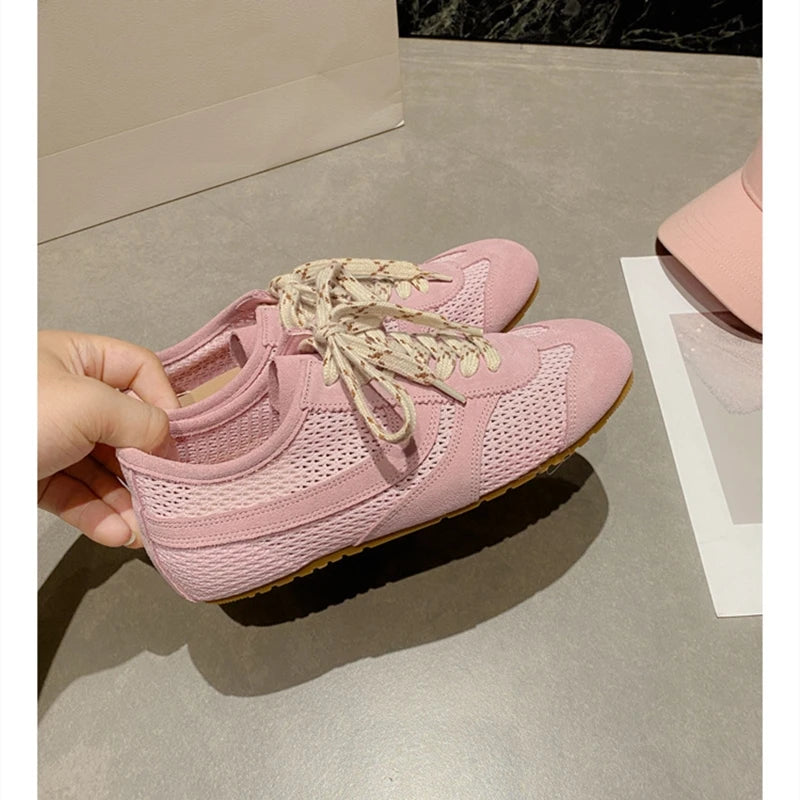 AIYUQI Mesh German Training Shoes Women 2026 New Summer Sneakers Women Retro Genuine Leather Casual Lace-up Sneakers Women