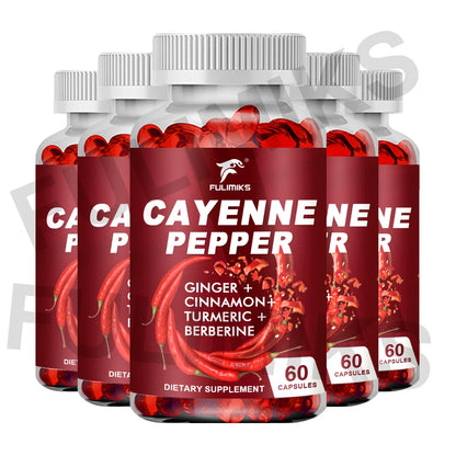 Cayenne Pepper Capsules, Supports Cardiovascular Health, Improves Digestion & Blood Circulation, Capsaicin Supplement Softgels