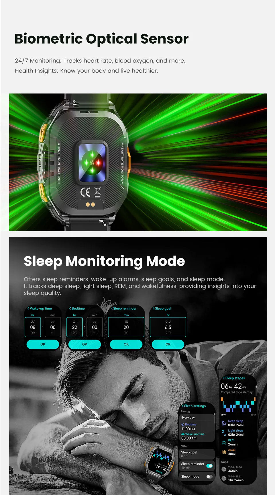 New For XIAOMI Sport Wristband Built-in GPS&Compass BT Call Smartwatch Altimeter Health Monitoring 3ATM Waterproof Swim Watches