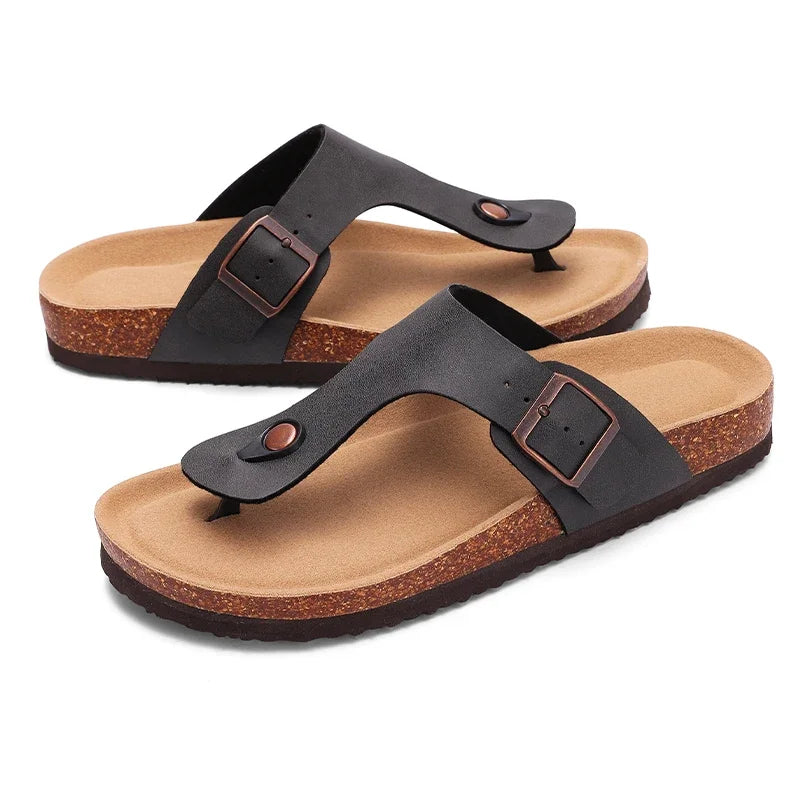 Crestar Cork Suede Mules Slippers For Women Fashion Men Clogs Shoes Classic Cork Antislip Outdoor Slippers With Arch Support