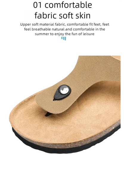 Men's frosted cork casual flip flops slippers comfortable refreshing summer outdoor beach shoes fashion youth breathable sandals