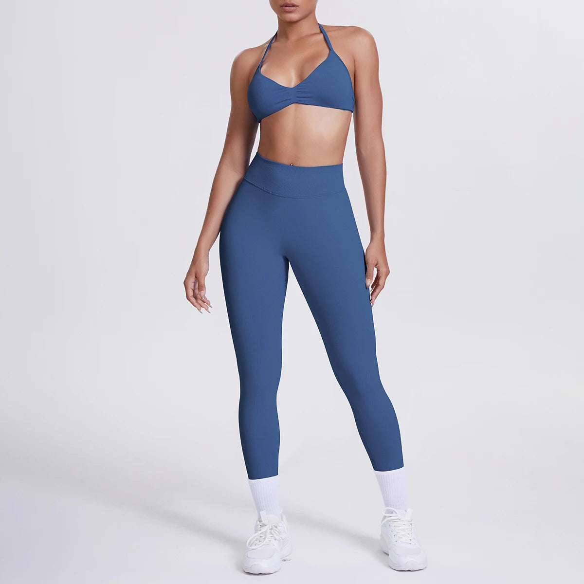 Women 2pcs Patchwork Sport Yoga Suit Training Sleeveless Sport Gym Tops Tummy Control Slimming Booty Leggings Yoga Suit Sports