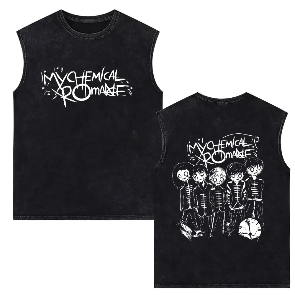 My Chemical Romance Vintage Washed Tank Tops Three Cheers for Sweet Revenge Sleeveless Vest Men Retro Punk Emo Rock Band T-shirt
