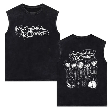 My Chemical Romance Vintage Washed Tank Tops Three Cheers for Sweet Revenge Sleeveless Vest Men Retro Punk Emo Rock Band T-shirt