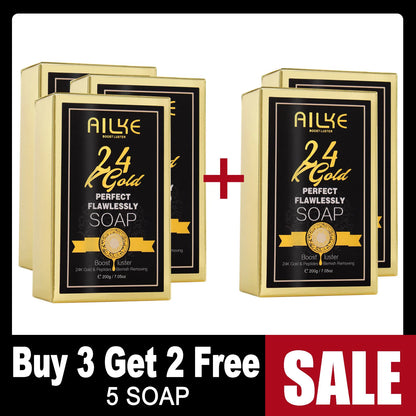AILKE 24K Whitening Skin Set, Lightening, Remove Black Spots, Melanin, Stains, Even Skin Tone, Moisturizing, for All Skin Types