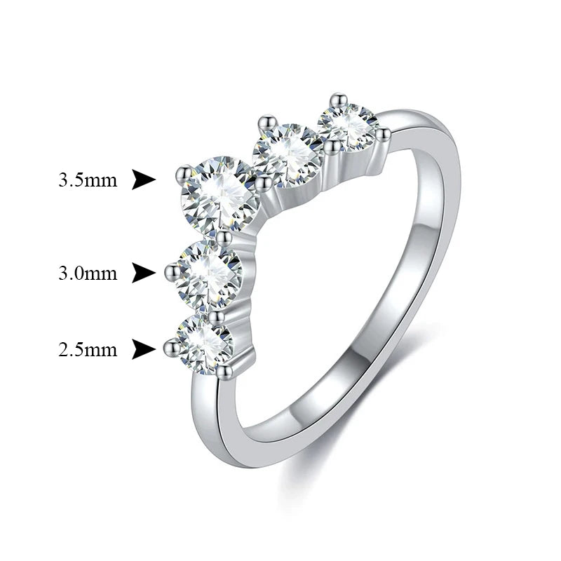 1.0mm-3.5mm Round Brilliant Cut Moissanite Wedding Rings Half Eternity Band 925 Silver Lab Diamond Wedding Ring With Certificate