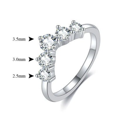 1.0mm-3.5mm Round Brilliant Cut Moissanite Wedding Rings Half Eternity Band 925 Silver Lab Diamond Wedding Ring With Certificate