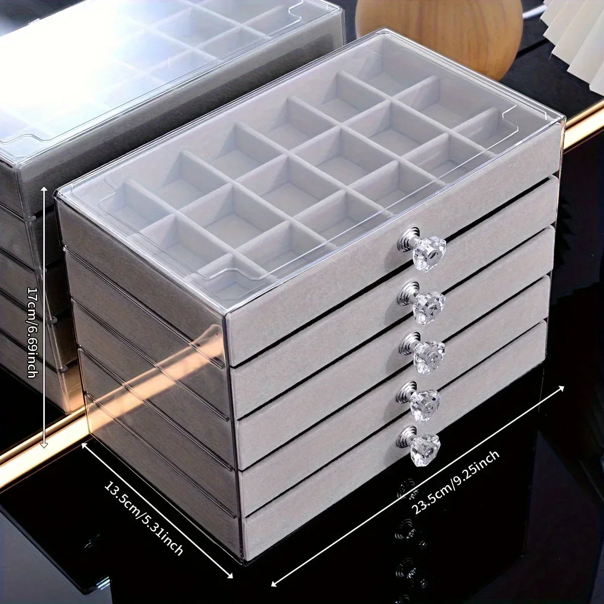 Newly Upgraded 7-Tier Dust-Proof Acrylic Jewelry Storage Box Modern Rectangular Desktop Display & Storage Jewelry Box Amagi