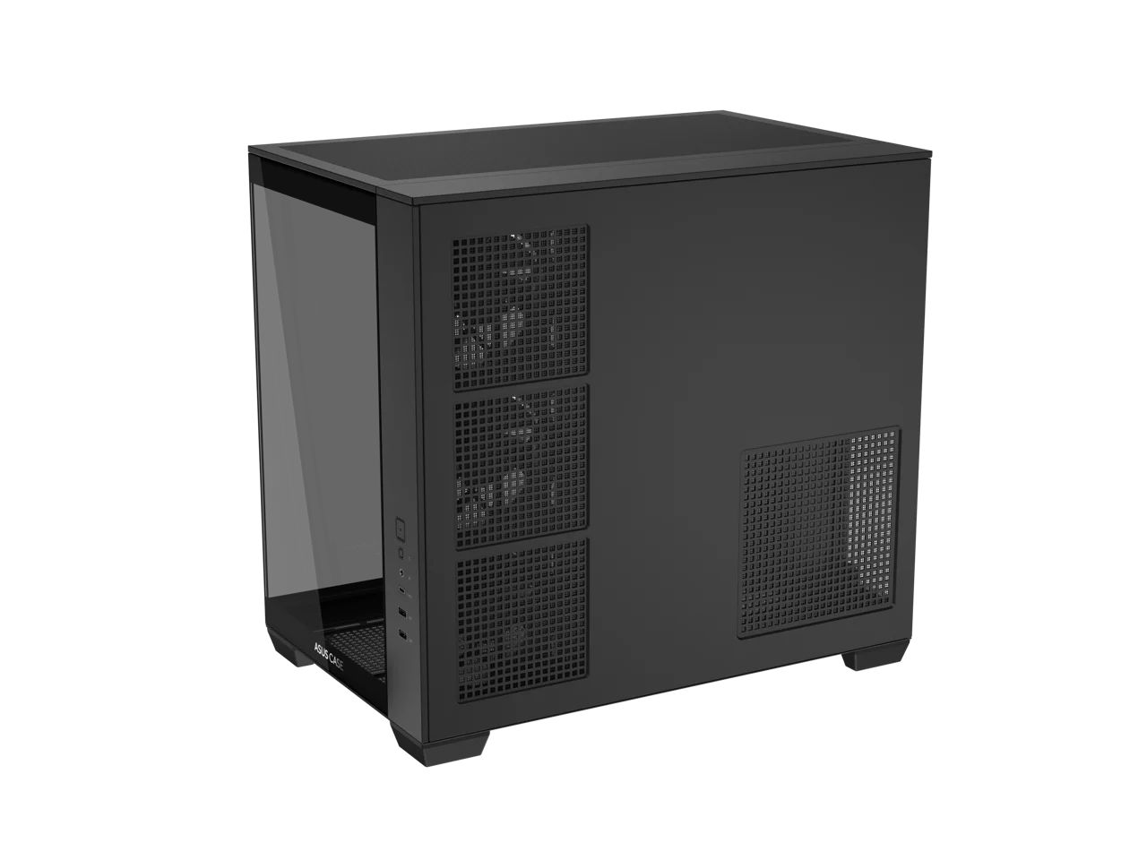 ASUS A32 PLUS Black ATX gaming PC case, support 360mm radiators and 420mm graphics cards, dual-chamber chassis for independent cooling zones, four pre-installed ARGB fans and clean cable management